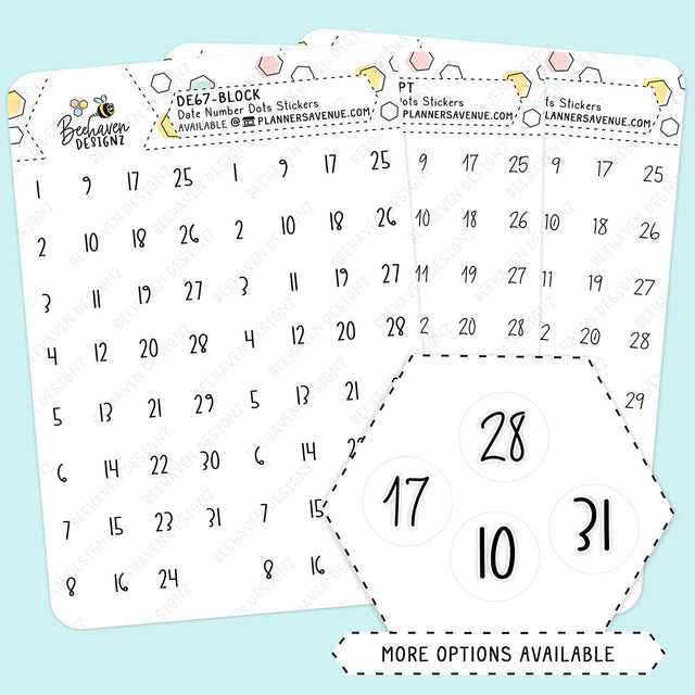 Foiled Date Number Dot Planner Stickers