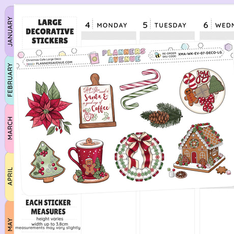 Collection of Christmas-themed decorative stickers on a planner page by Planners Avenue Australia