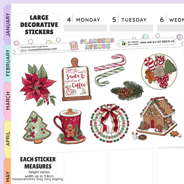 Collection of Christmas-themed decorative stickers on a planner page by Planners Avenue Australia