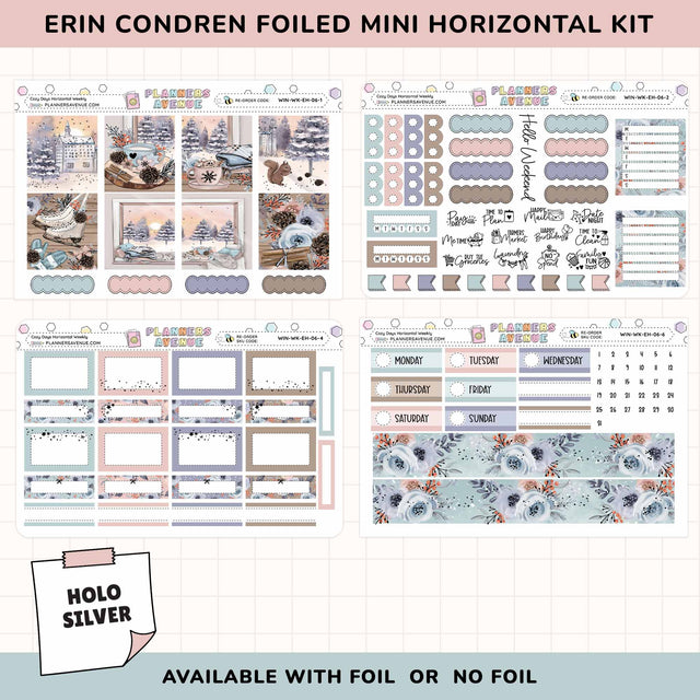 Cozy Days Horizontal Weekly Sticker Foiled Kit (HOLO SILVER FOIL)