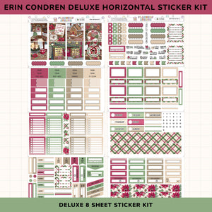 Erin Condren Deluxe Horizontal Sticker Kit with various Christmas planner stickers on a white background.