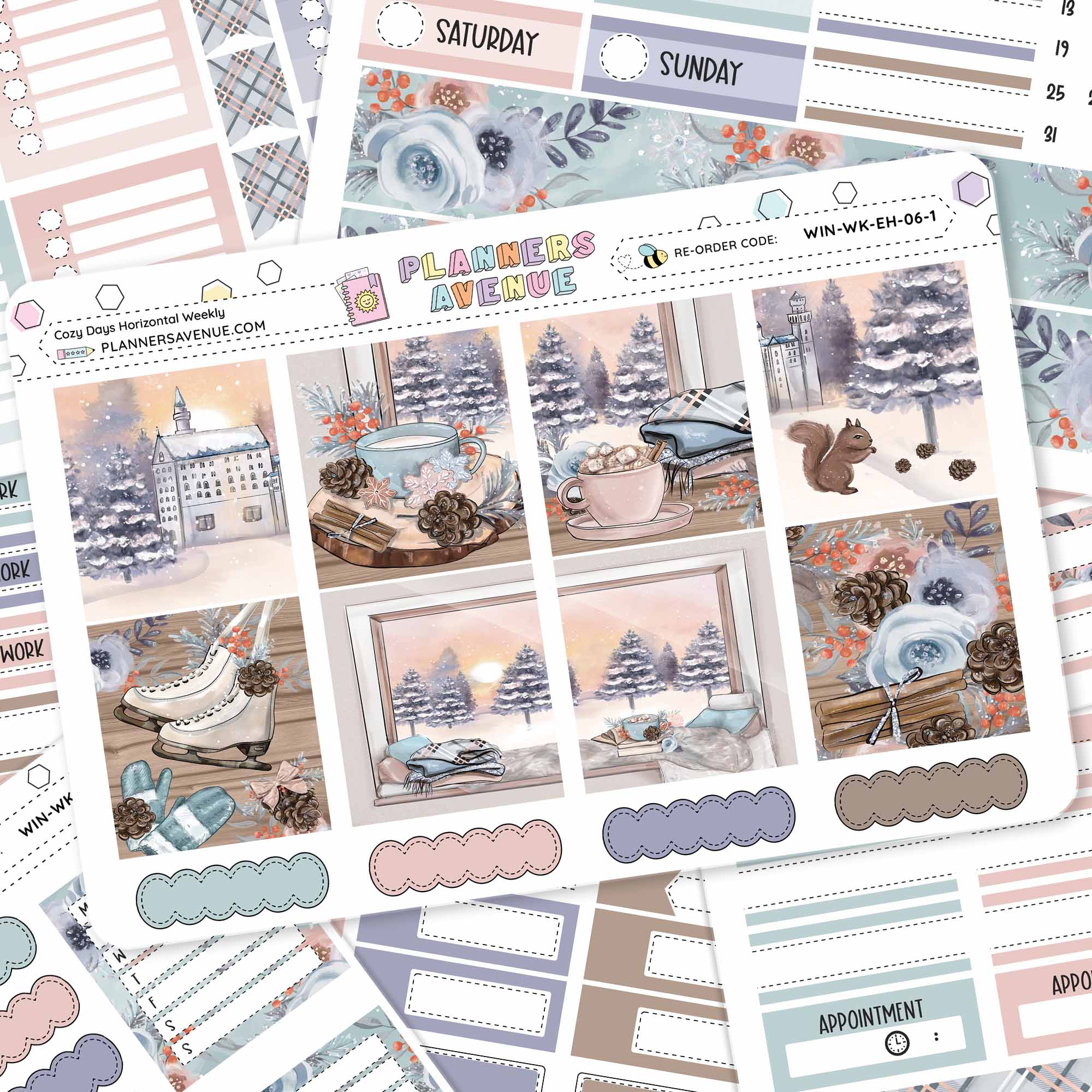 Cozy Days Horizontal Weekly Sticker Foiled Kit