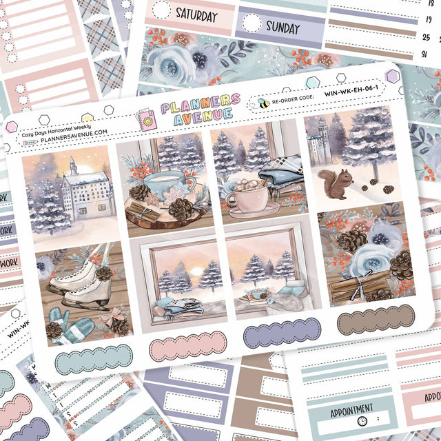 Cozy Days Horizontal Weekly Sticker Foiled Kit (HOLO SILVER FOIL)