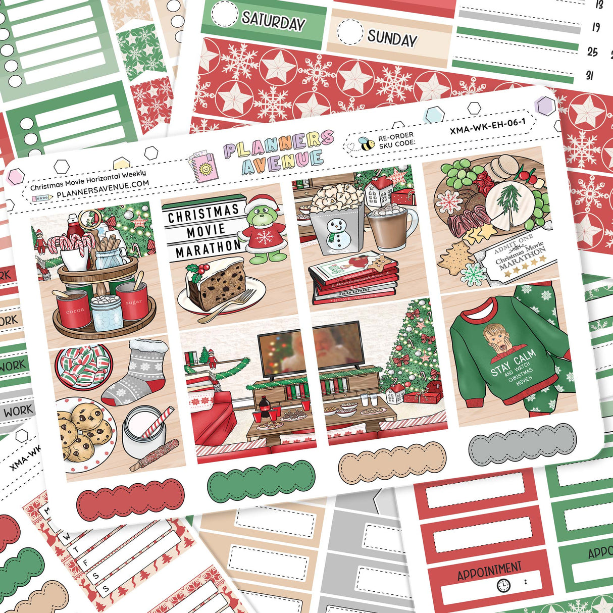 Christmas Movies Horizontal Weekly Sticker Kit