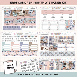 Cozy Days Erin Condren Monthly Sticker Foiled Kit (HOLO SILVER FOIL)