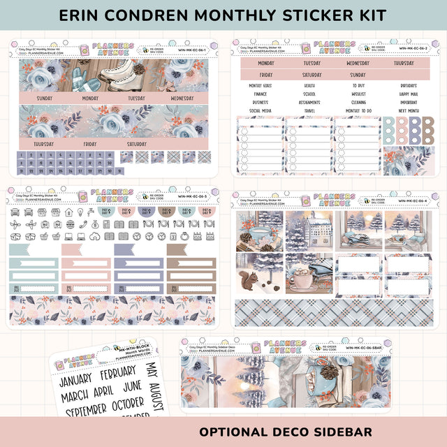 Cozy Days Erin Condren Monthly Sticker Foiled Kit (HOLO SILVER FOIL)