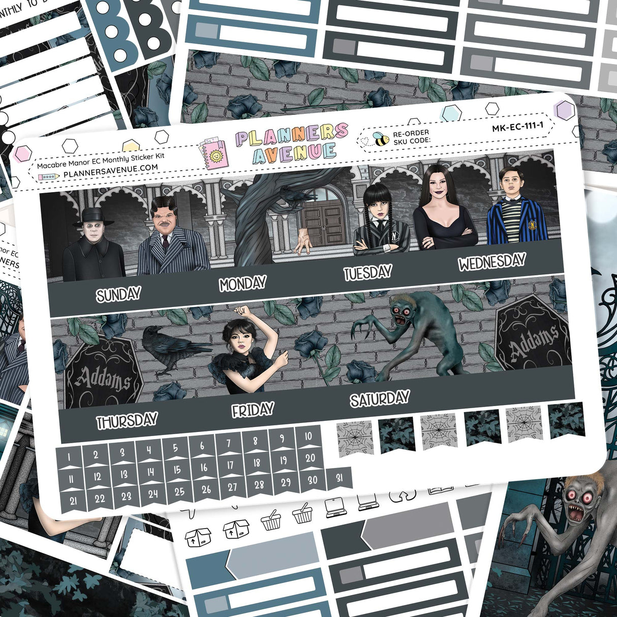 Macabre Manor Erin Condren Monthly Sticker Kit