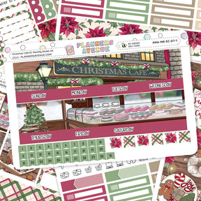 Christmas Cafe Erin Condren Monthly Sticker Kit Collection of Christmas-themed planner stickers with a 'Christmas Cafe' layout.