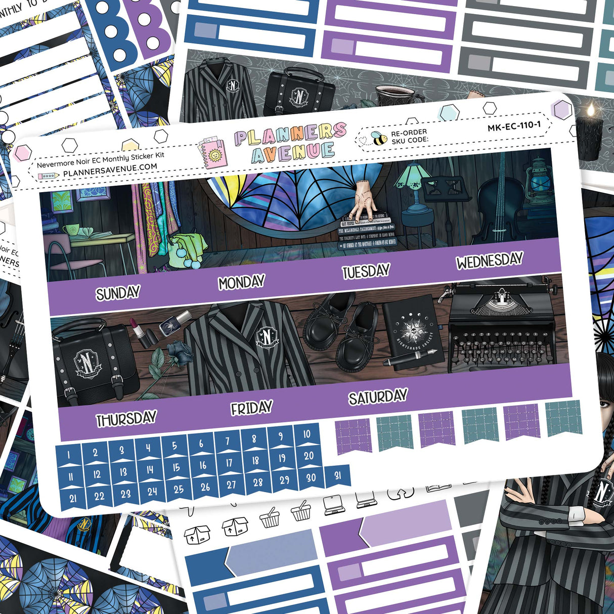 Nevermore Erin Condren Monthly Sticker Kit