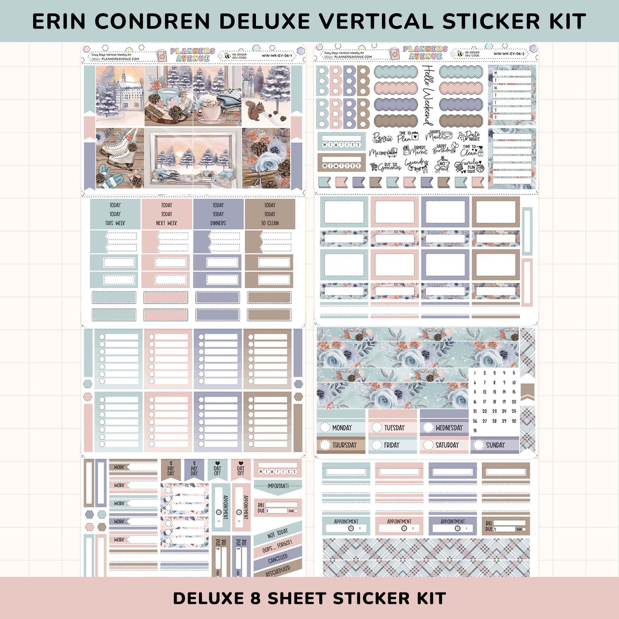 Cozy Days Vertical Weekly Sticker Foiled Kit (HOLO SILVER FOIL)