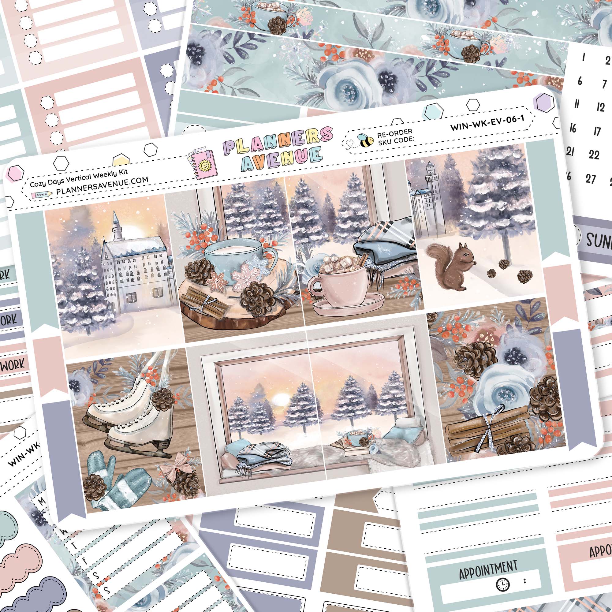 Cozy Days Vertical Weekly Sticker Foiled Kit