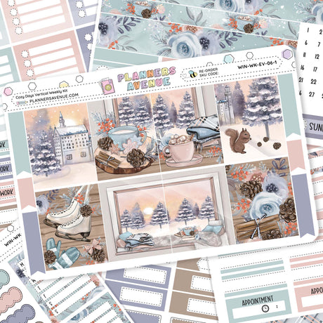 Cozy Days Vertical Weekly Sticker Foiled Kit (HOLO SILVER FOIL)