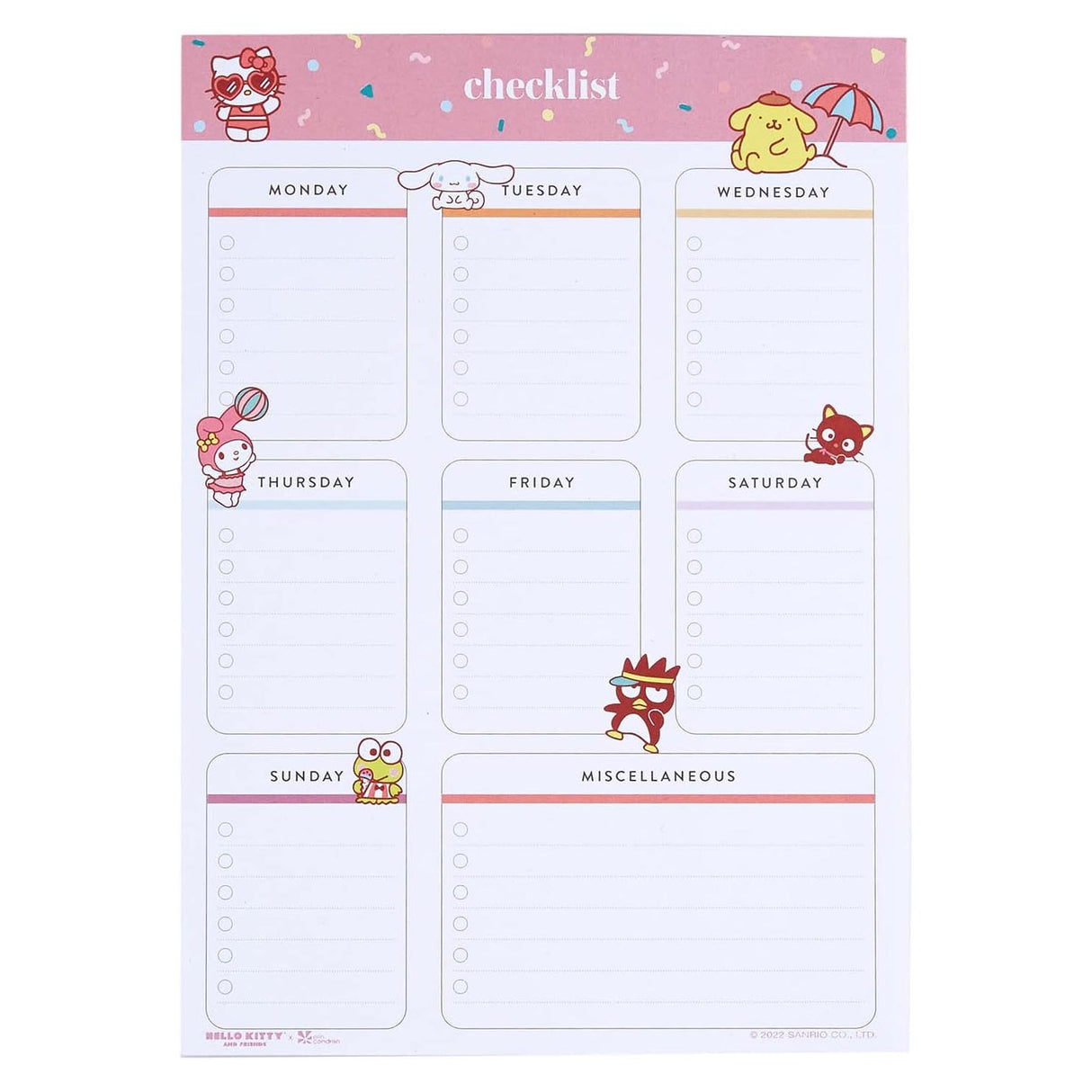 Erin Condren Hello Kitty Checklist Notepad