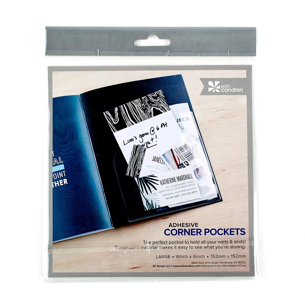 Erin Condren Clear Sticky Corner Pocket - Large