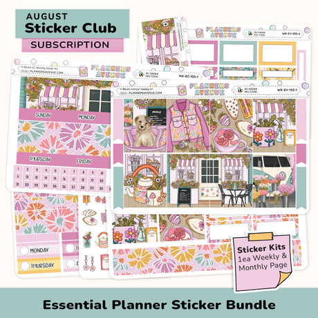 Essential Planner Sticker Subscription bundle with various functional and decorative sticker designs
