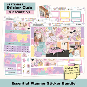 Essential Planner Sticker Subscription bundle with various functional and decorative sticker designs