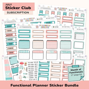 Functional Planner Sticker Subscription bundle with a variety of functional planning sticker sheets