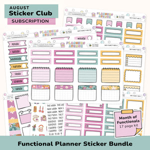 Functional Planner Sticker Subscription bundle with various colourful functional stickers