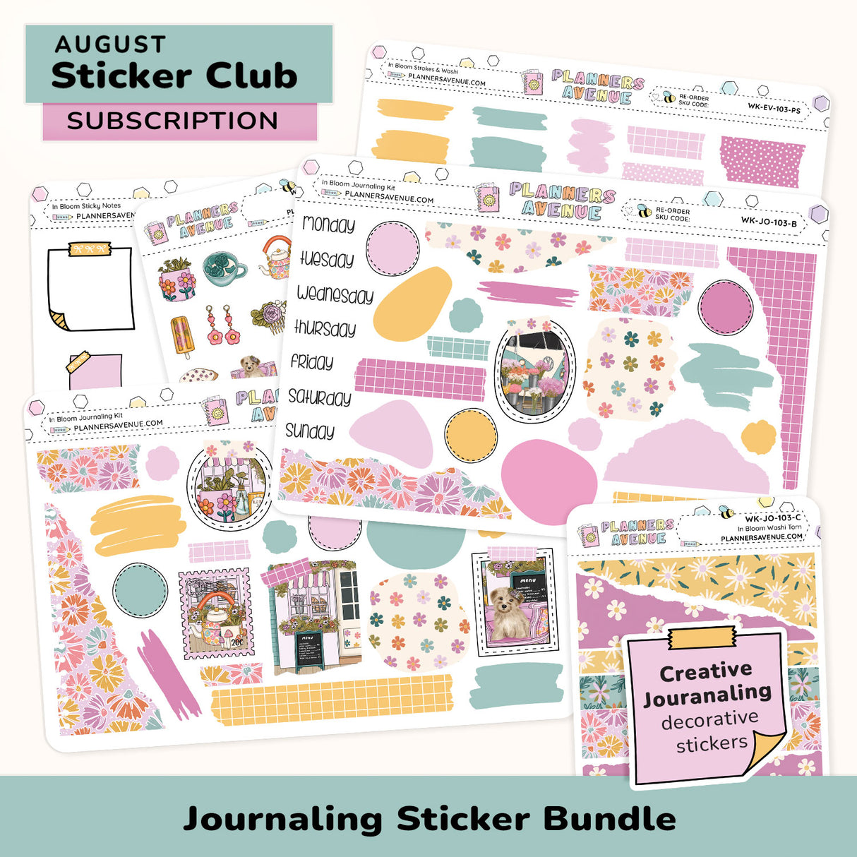 Journaling Sticker Subscription Box bundle with various decorative stickers