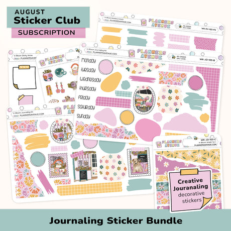 Journaling Sticker Subscription Box bundle with various decorative stickers
