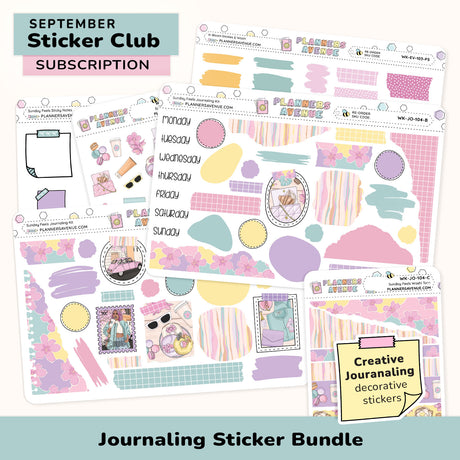Journaling Sticker Subscription Box bundle with various decorative stickers