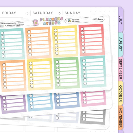 Full Box Ombre Checklists Stickers