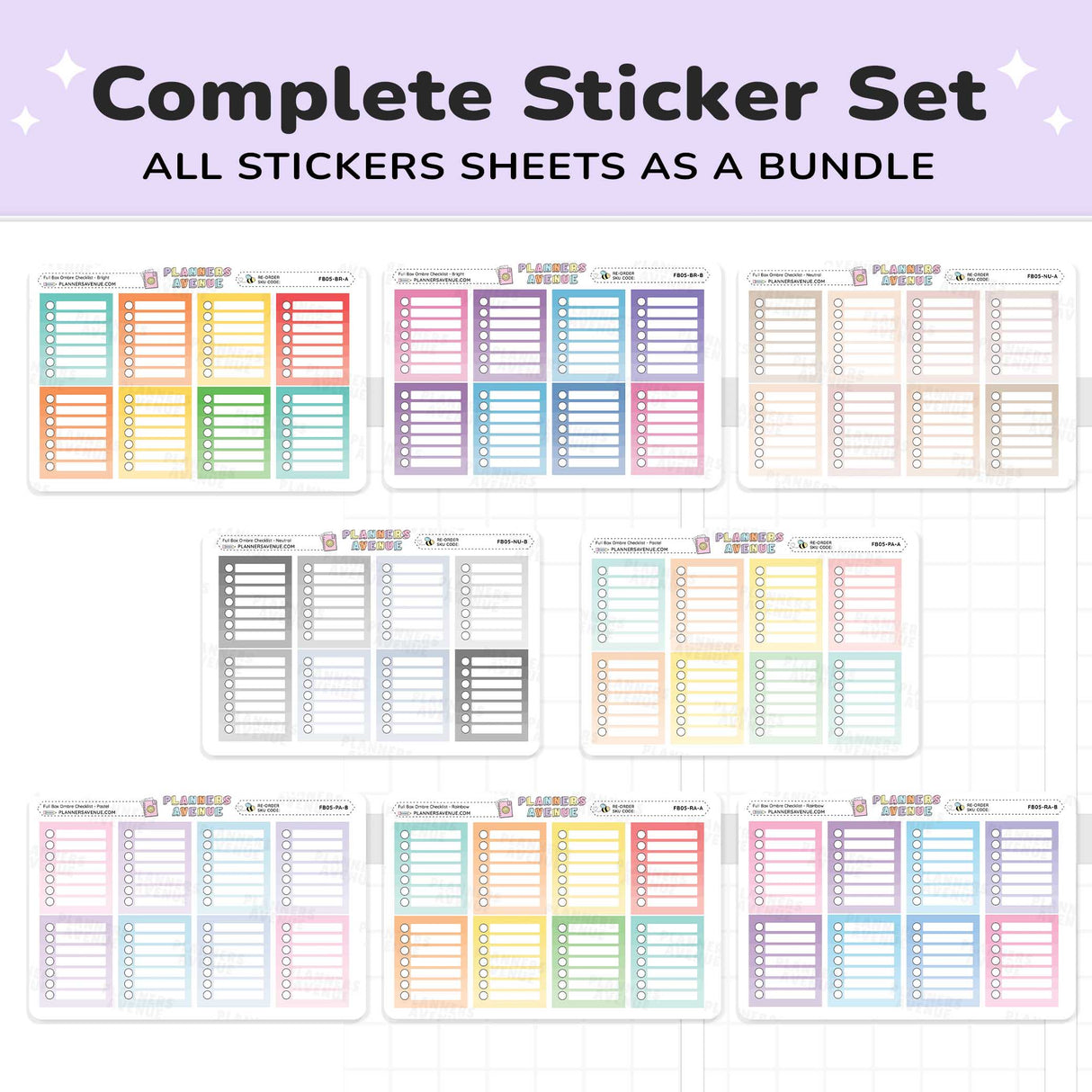 Full Box Ombre Checklists Stickers