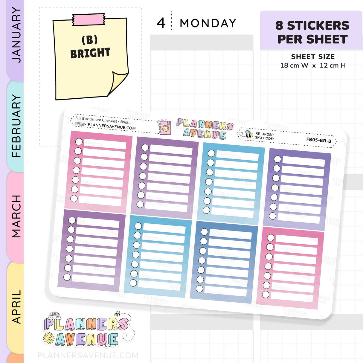 Full Box Ombre Checklists Stickers