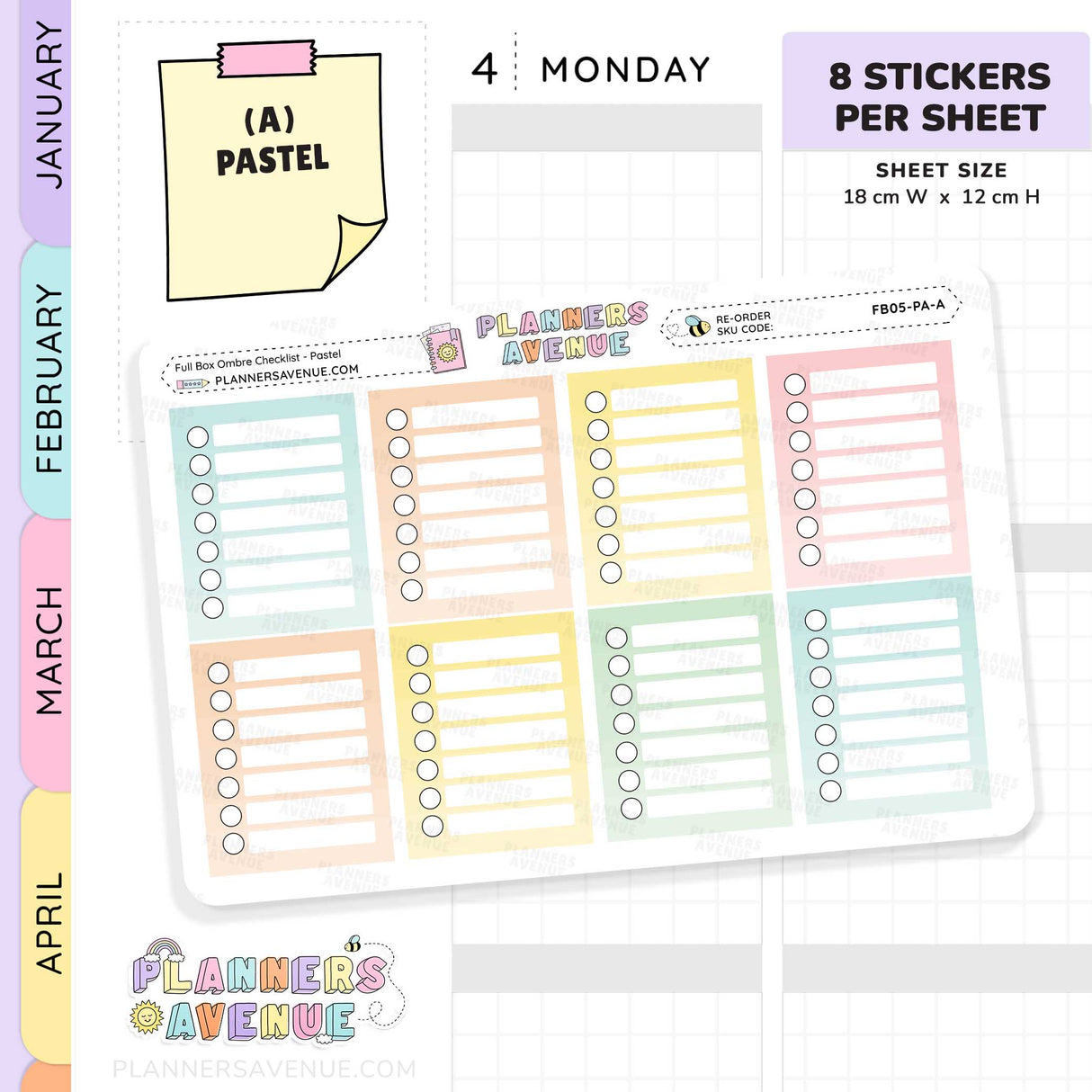 Full Box Ombre Checklists Stickers