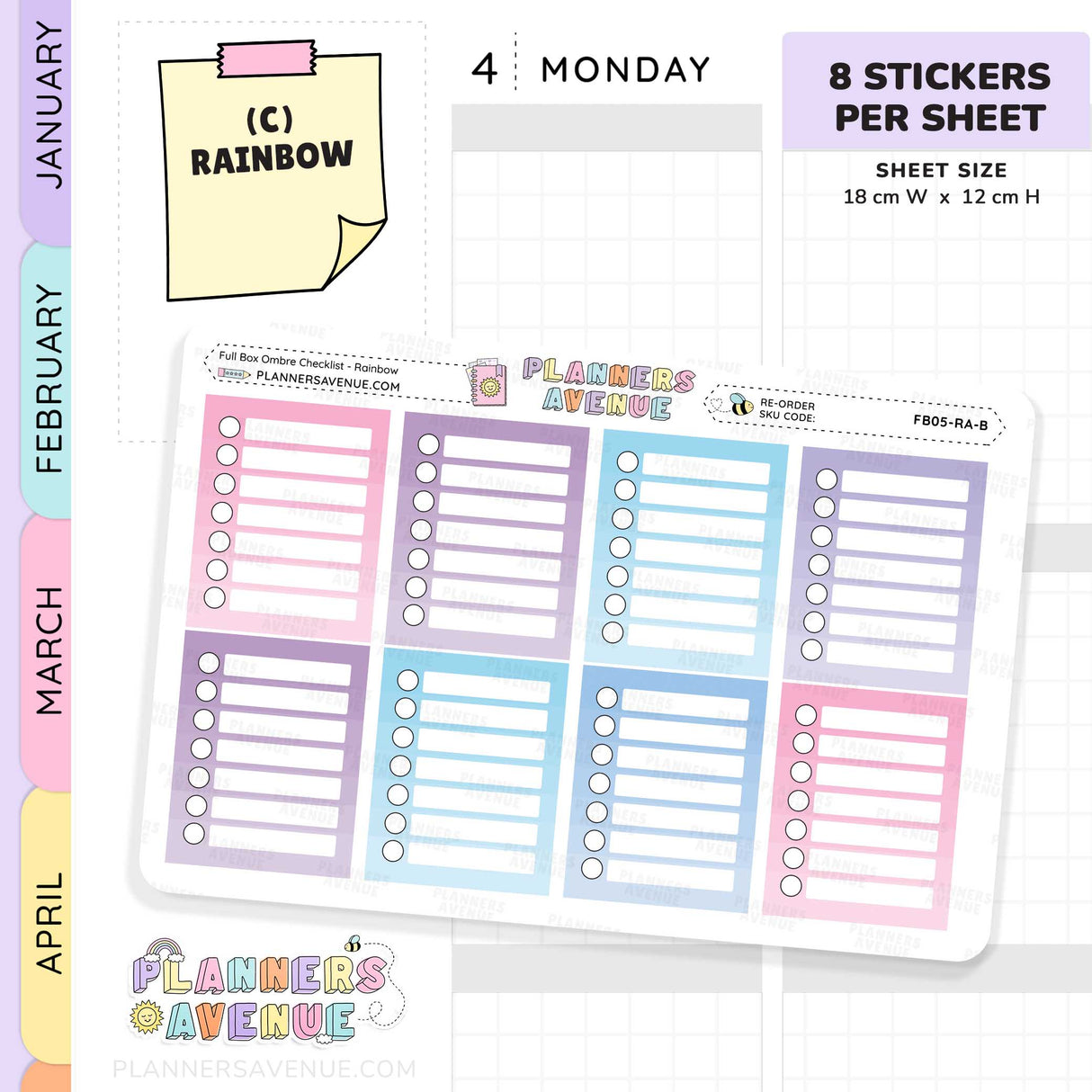 Full Box Ombre Checklists Stickers