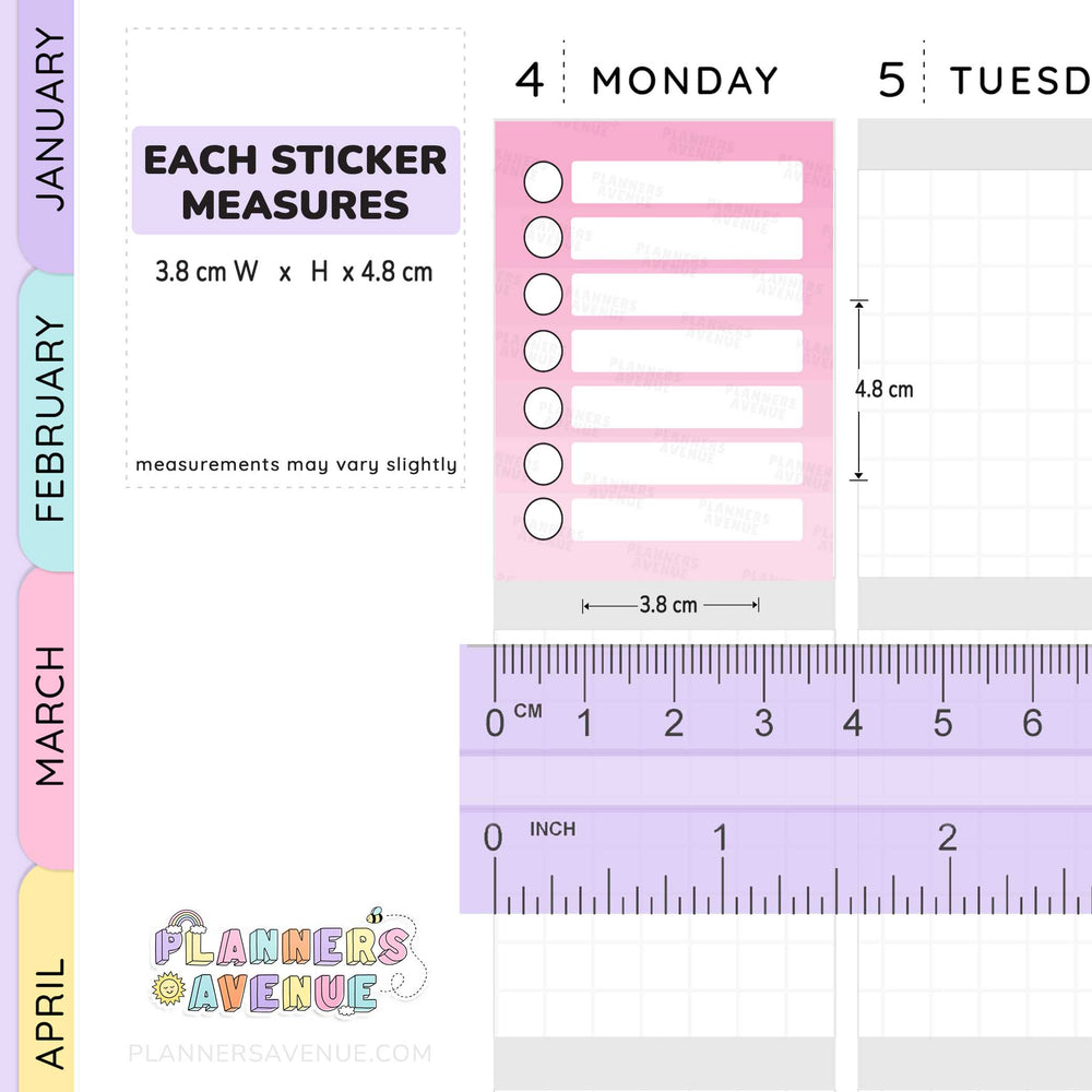 Full Box Ombre Checklists Stickers