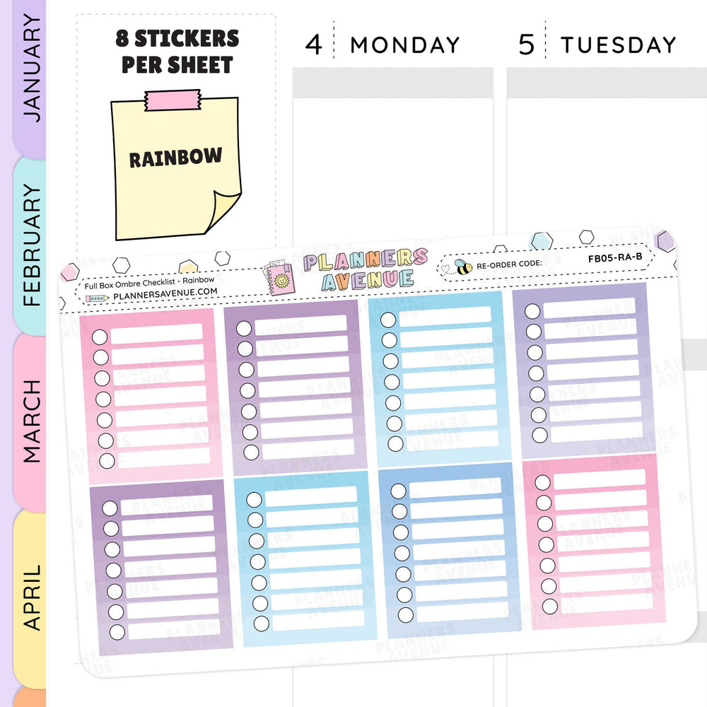 Full Box Ombre Checklists Stickers