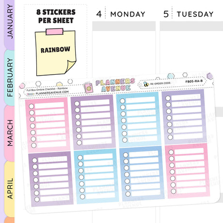 Full Box Ombre Checklists Stickers