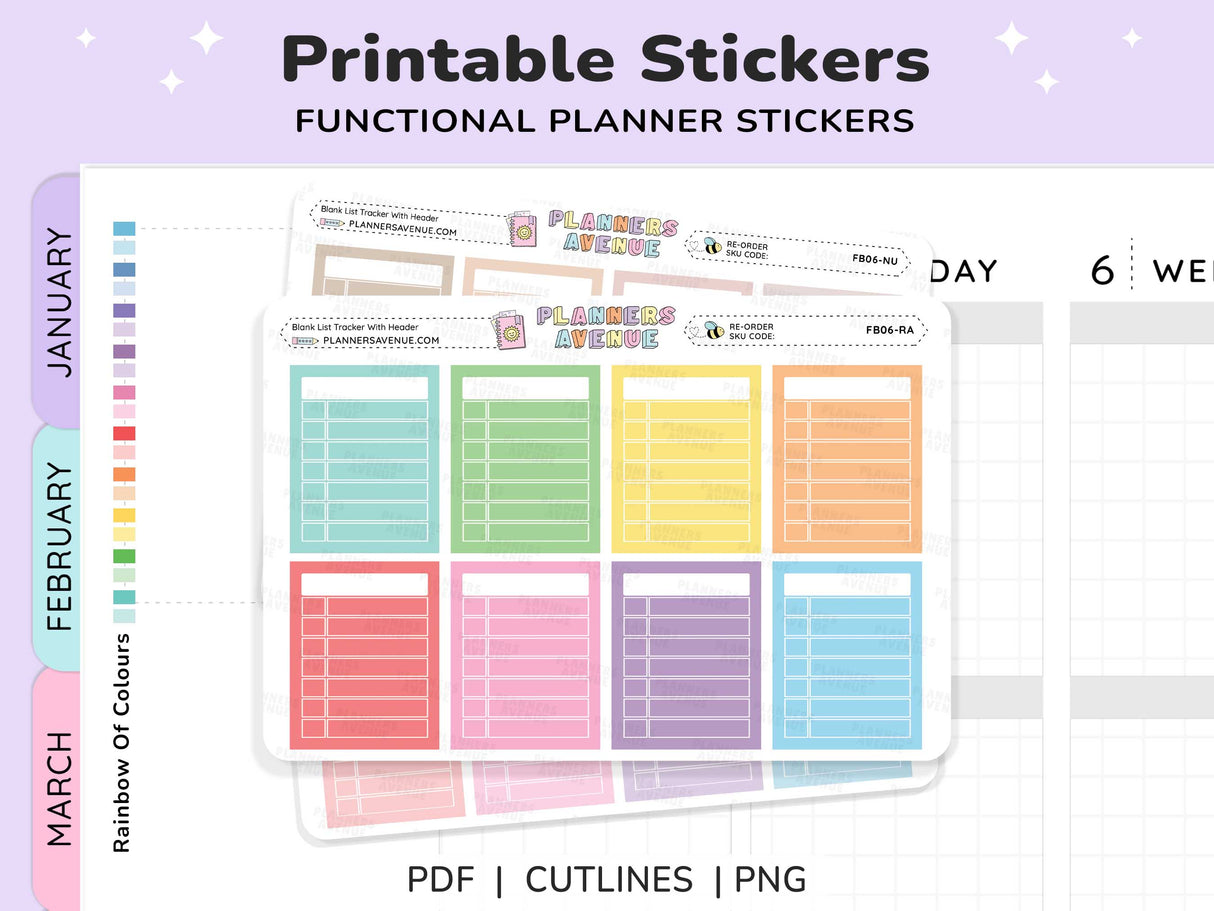 Blank Checklist Planner Stickers