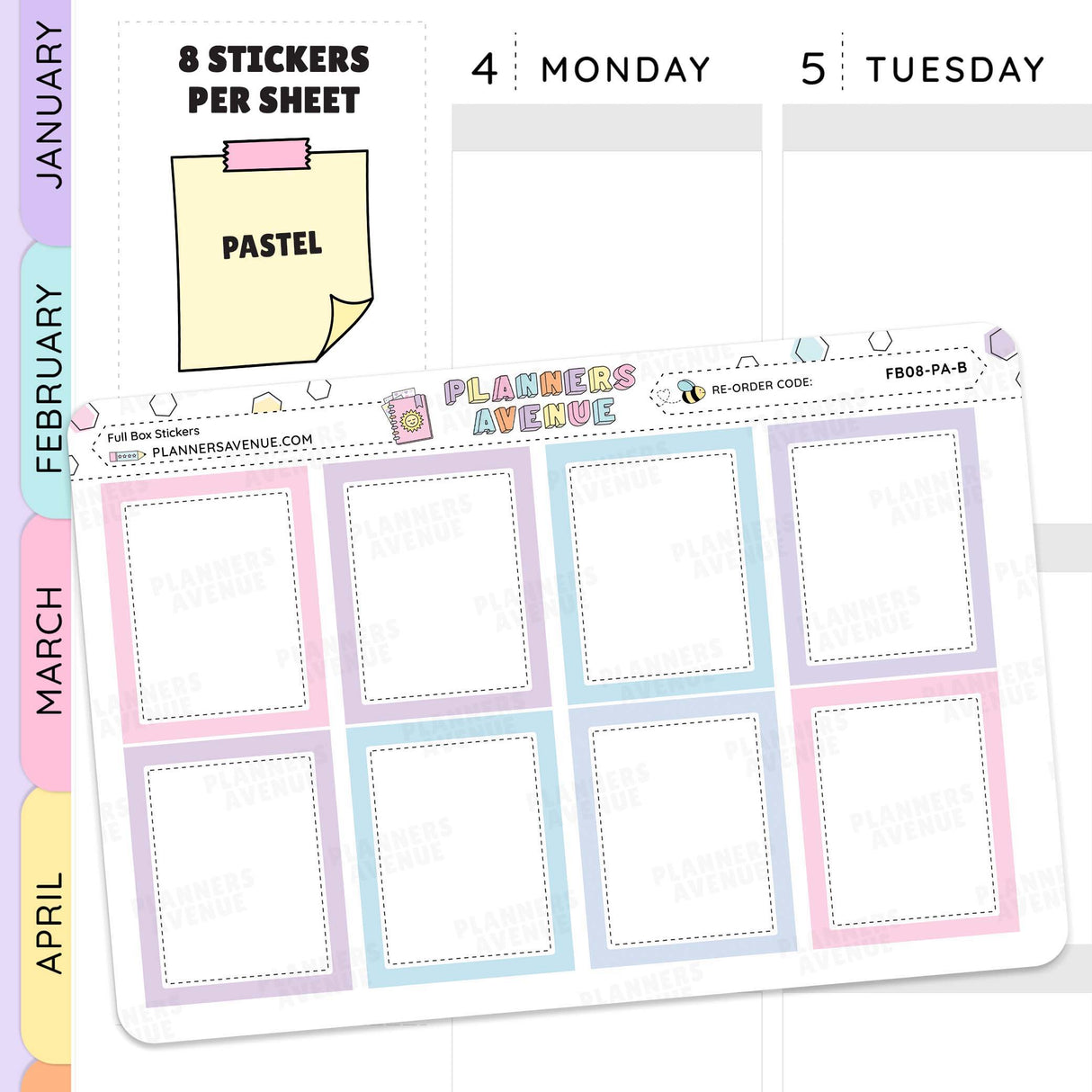 Pastel Colourful Full Box Planner Stickers
