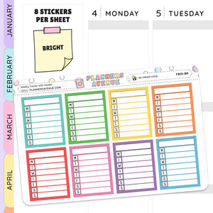 Weekly planner stickers with colorful days of the week labels on a white background.