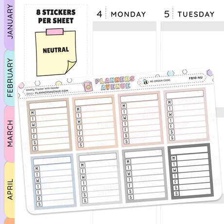 Weekly planner stickers with days of the week labels on a white background