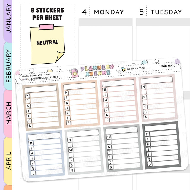Weekly planner stickers with days of the week labels on a white background