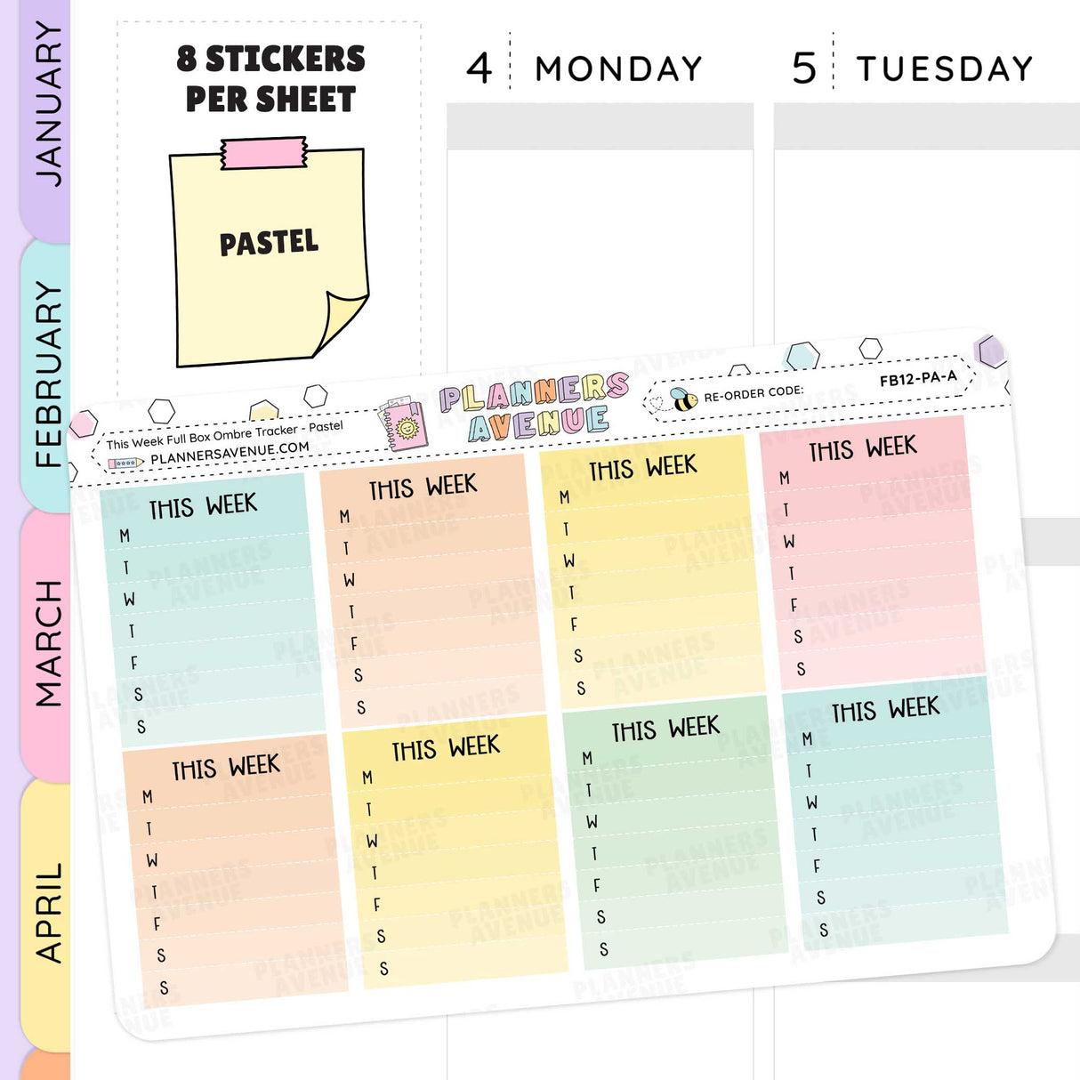 Pastel coloured planner stickers with 'This Week' header