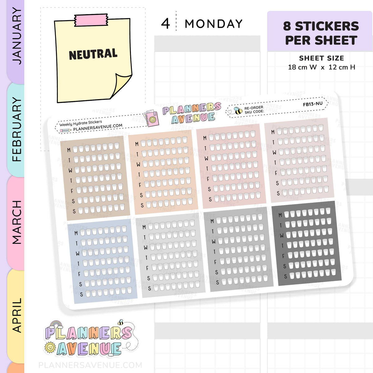 Weekly Hydrate Tracker Stickers