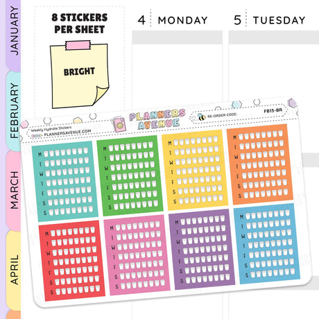 Weekly Hydrate Tracker Stickers
