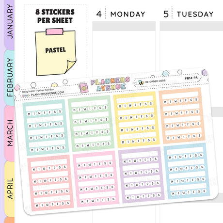 Planner stickers with pastel colours on a white background