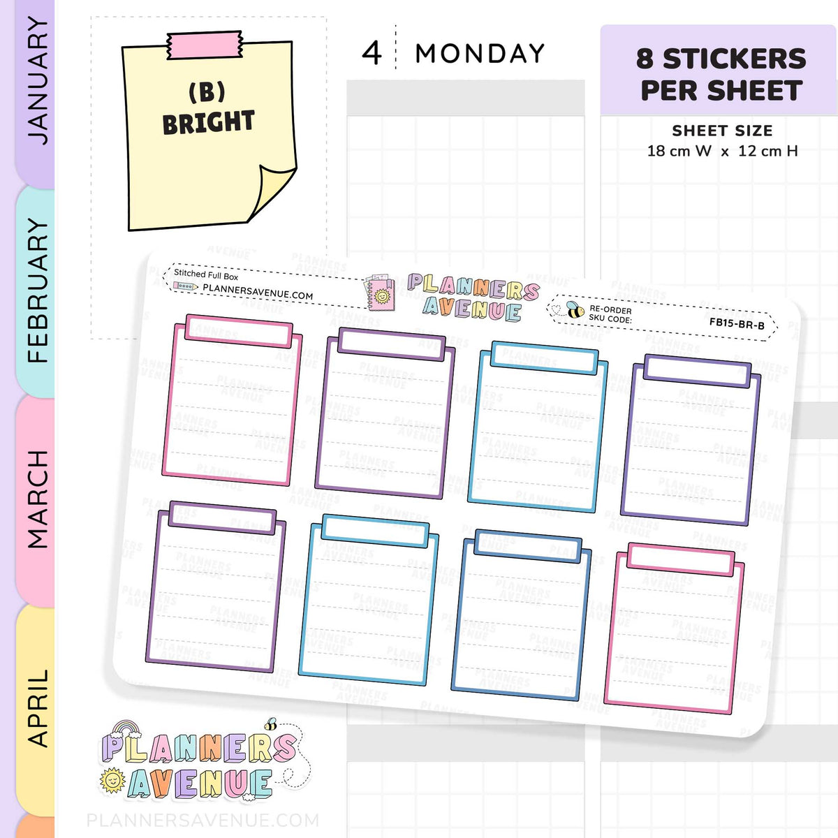 Stitched Full Box Planner Stickers