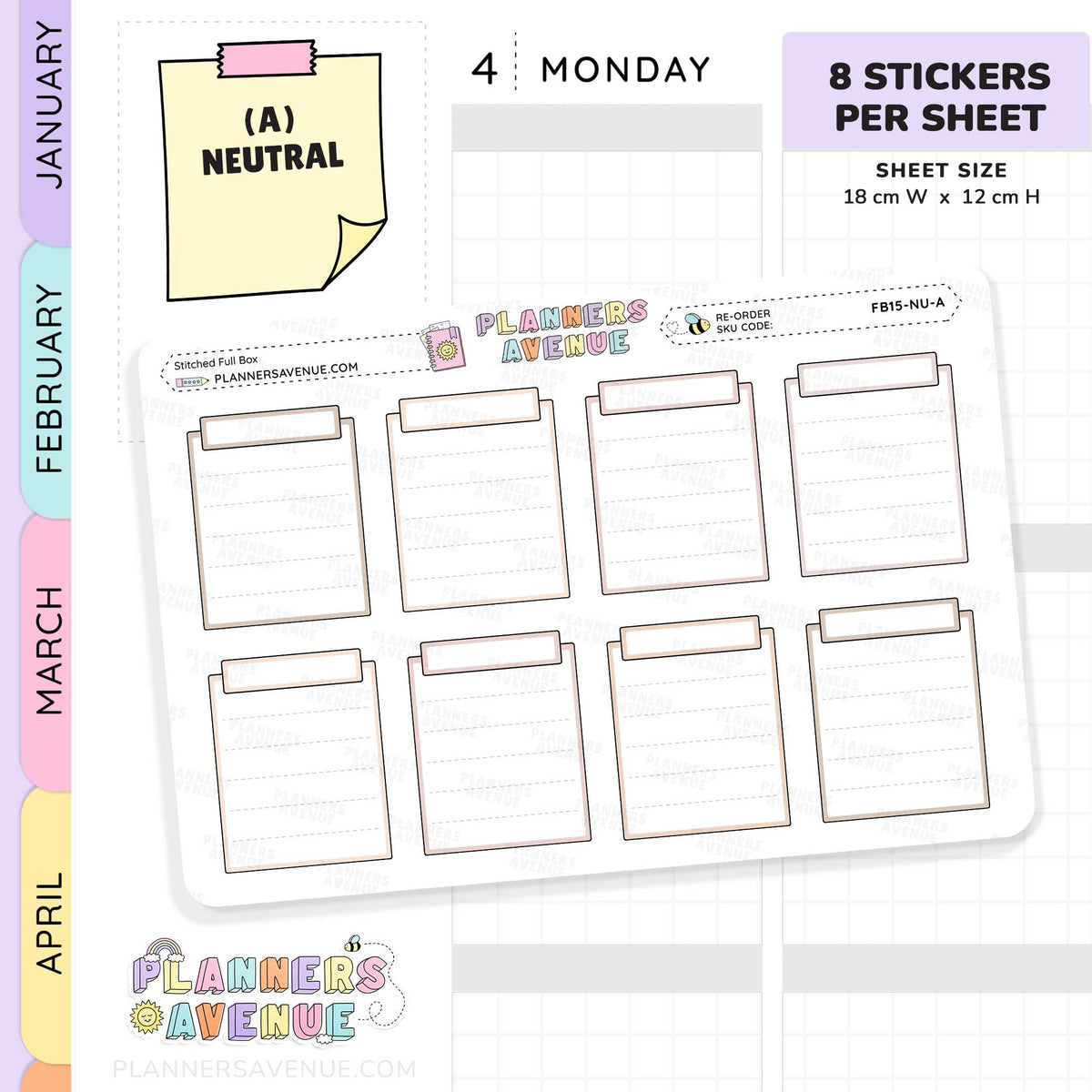 Stitched Full Box Planner Stickers