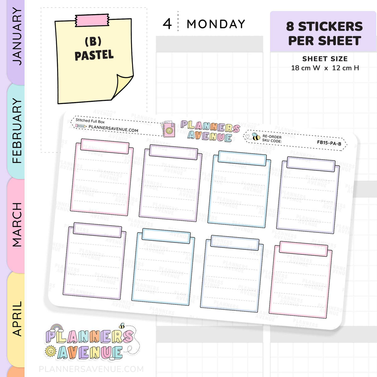 Stitched Full Box Planner Stickers