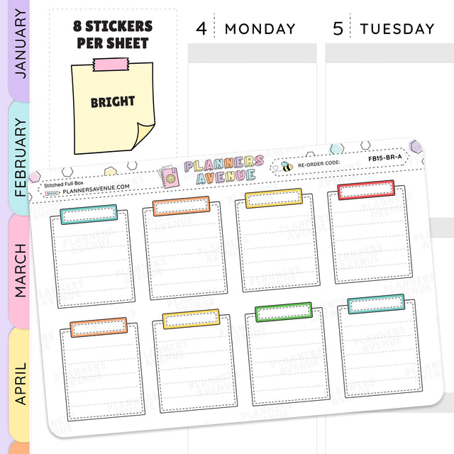 Stitched Full Box Planner Stickers