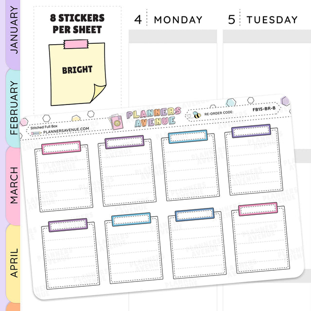 Stitched Full Box Planner Stickers