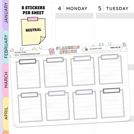 Stitched Full Box Planner Stickers
