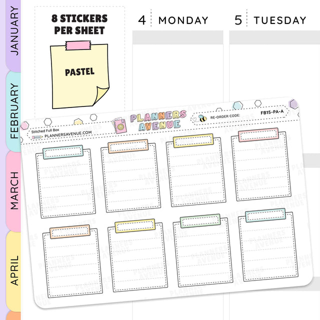 Stitched Full Box Planner Stickers
