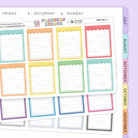 Stitched Scallop Full Box Planner Stickers